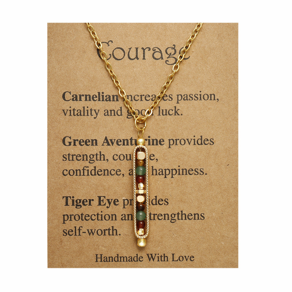 Wholesale Handmade Stone Pendant Necklace Stainless Steel Chain Jewelry Accessory for Women Boutique Resale