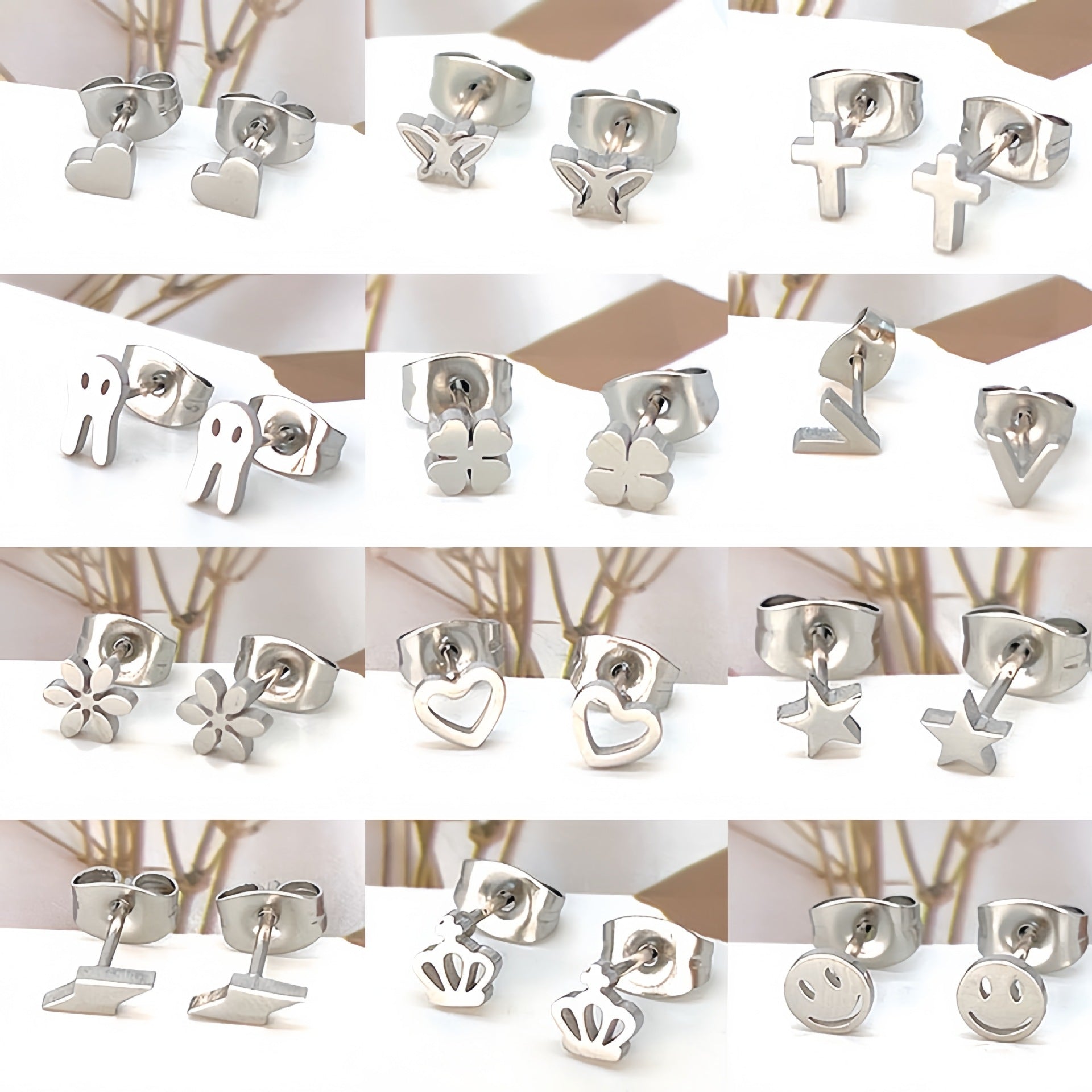 Wholesale Titanium Steel Stylish Heart  Star Screw-Back Cartilage Stud