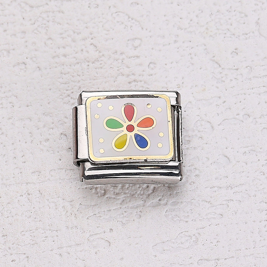 Wholesale 10pcs Italian Charm Bracelet 9mm DIY Splicing Cherry Paper Plane Stainless Steel Composable Bracelet