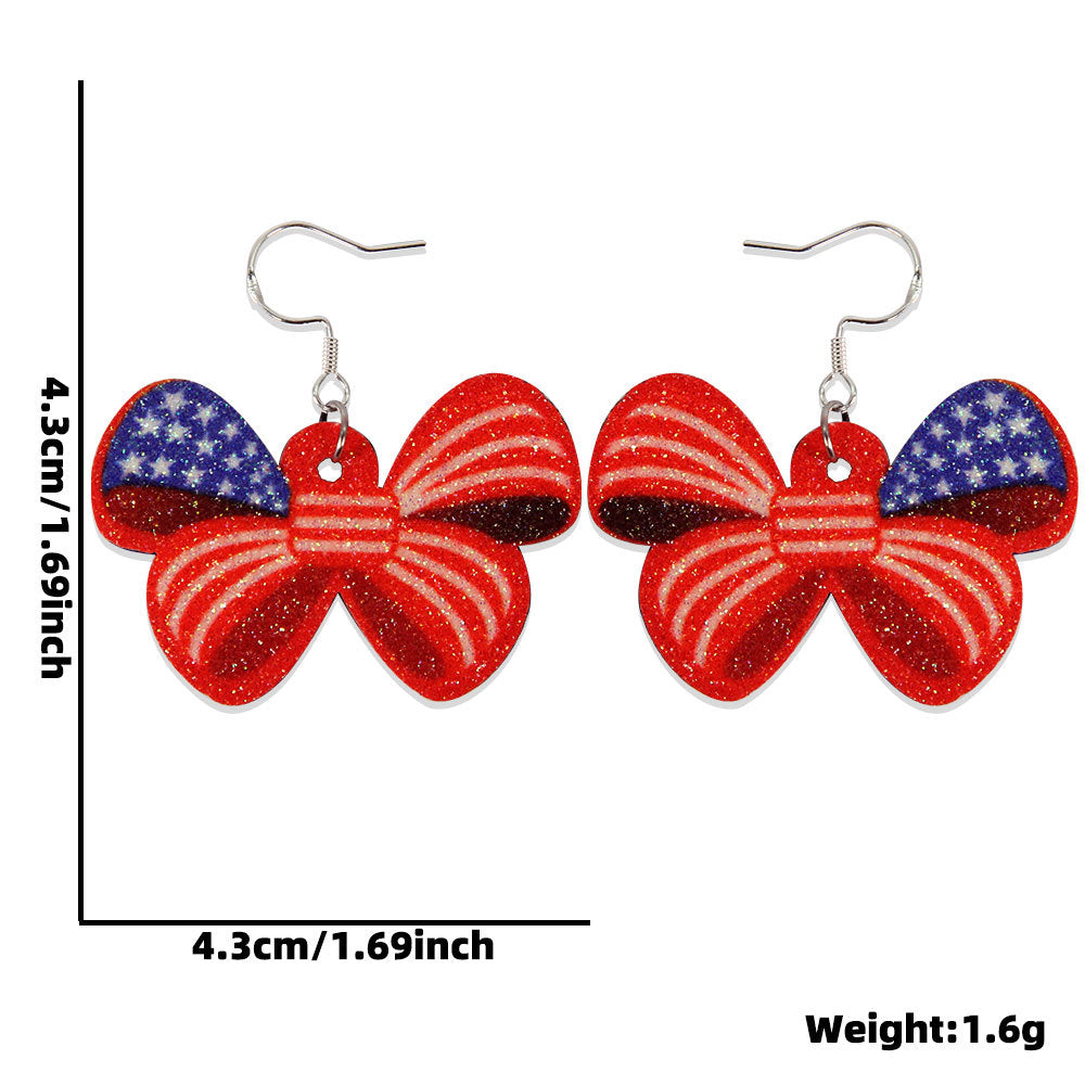 Wholesale Independence Day Earrings  Flag Pentagram Pendant Earrings