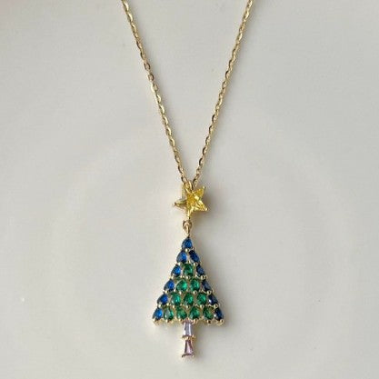 Wholesale Christmas tree-themed holiday pendant necklace