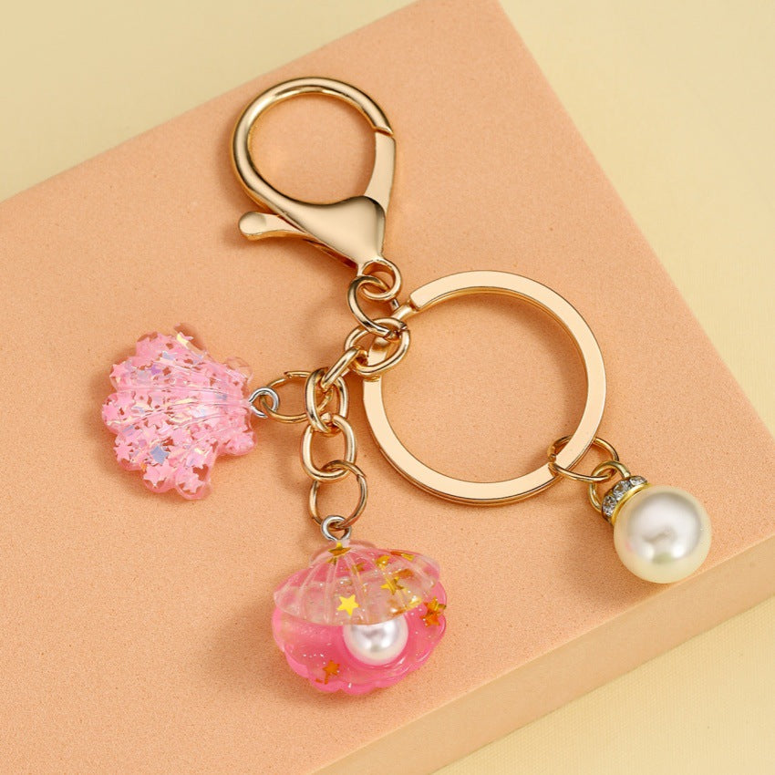 Wholesale Acrylic Pearl Shell Keychain ACC-KC-RongRui036