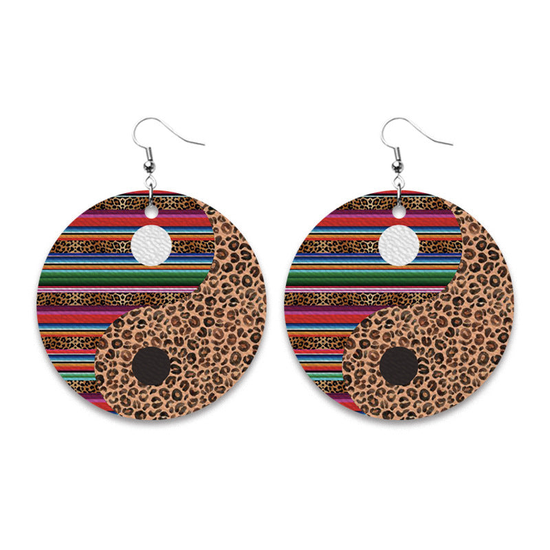 Wholesale 2 pairs/ pack Leather Tai Chi Sunflower Earrings