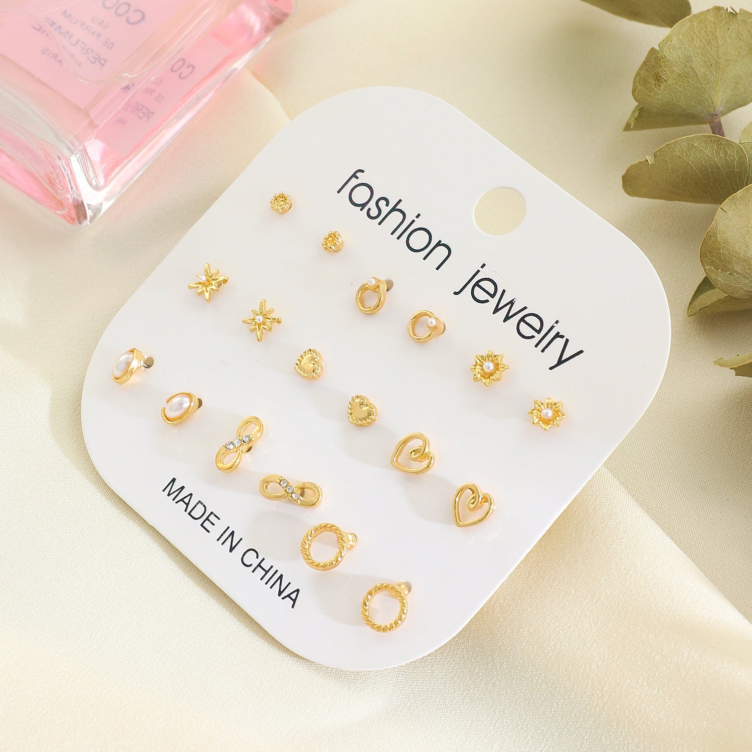 Wholesale All-match white stone earring set
