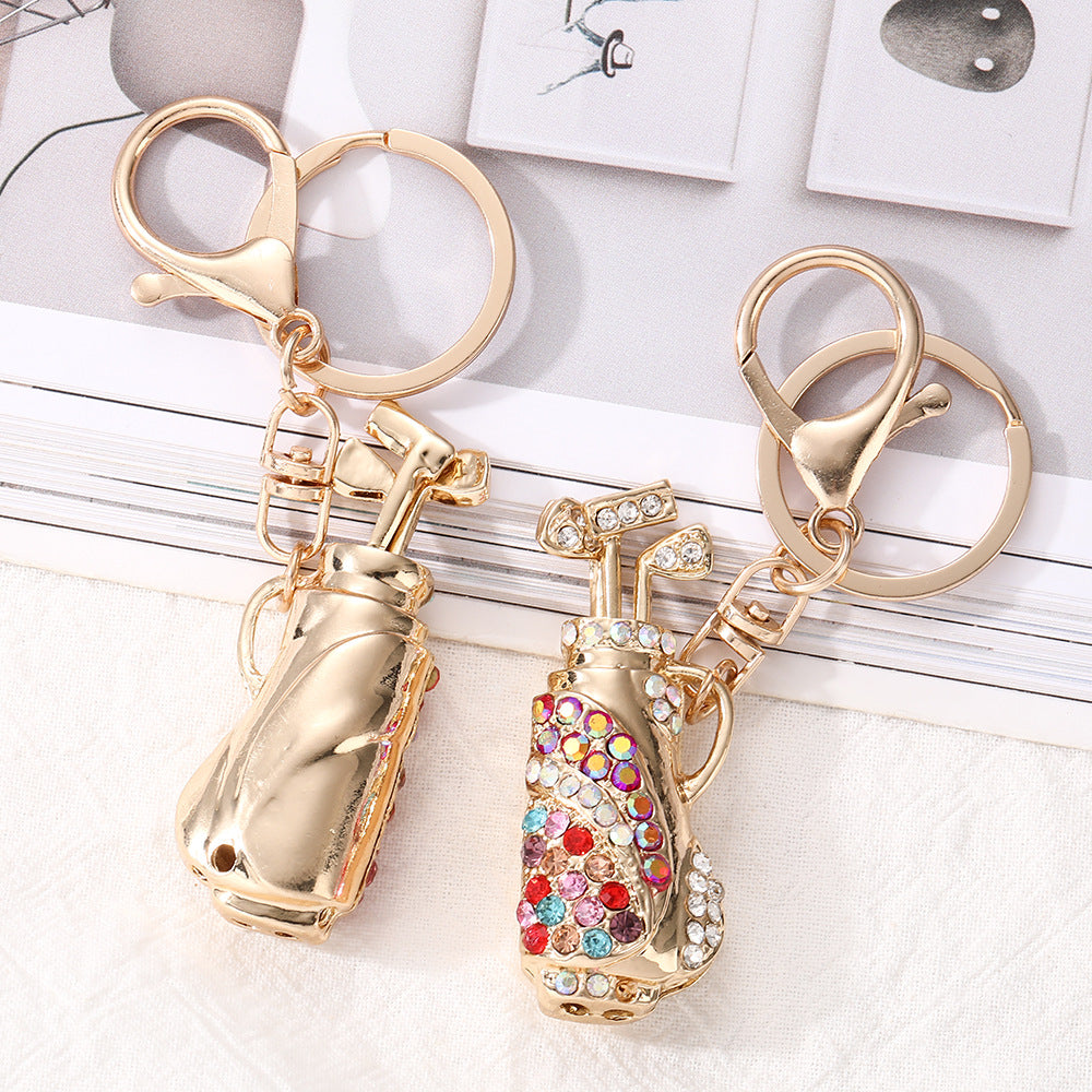 Wholesale Pink Golf Bag Metal Keychain Car Key Accessory Boutique Resale