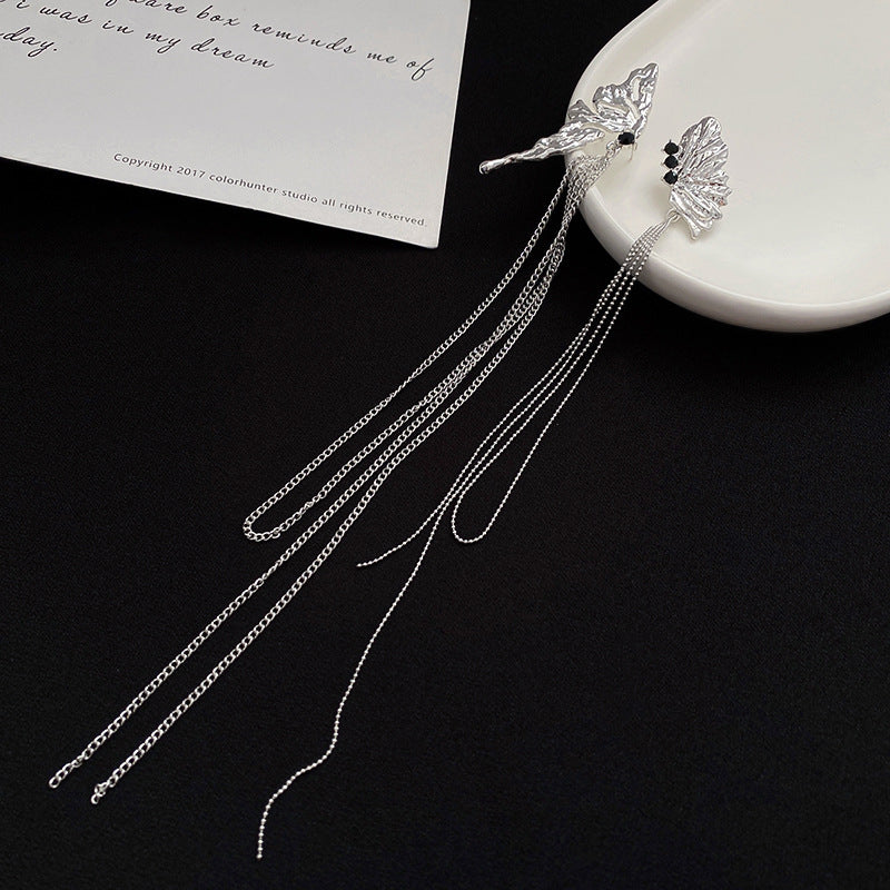 Wholesale 925 Silver Needle Asymmetric Butterfly Earrings