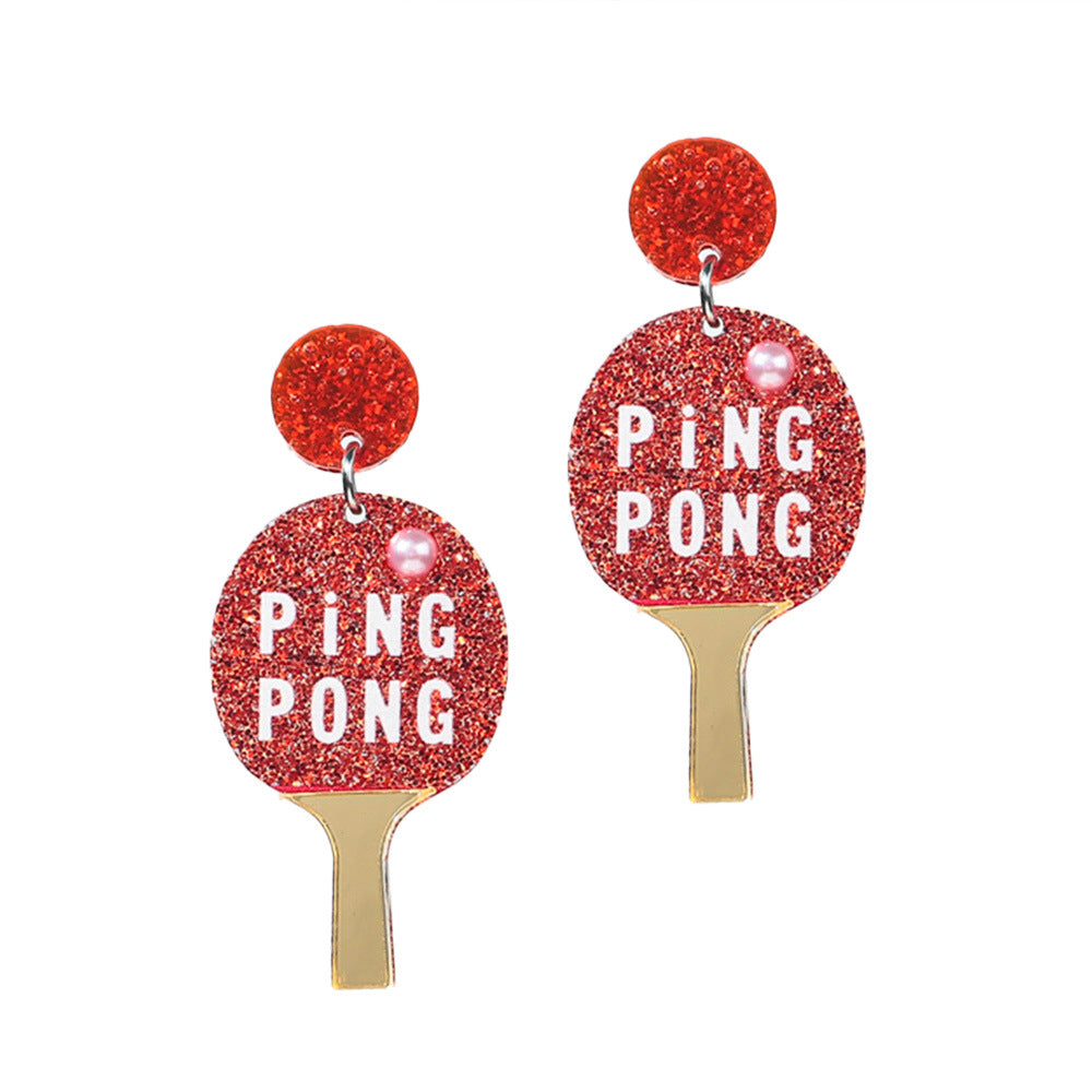 Wholesale  letter racket color digital table tennis earrings