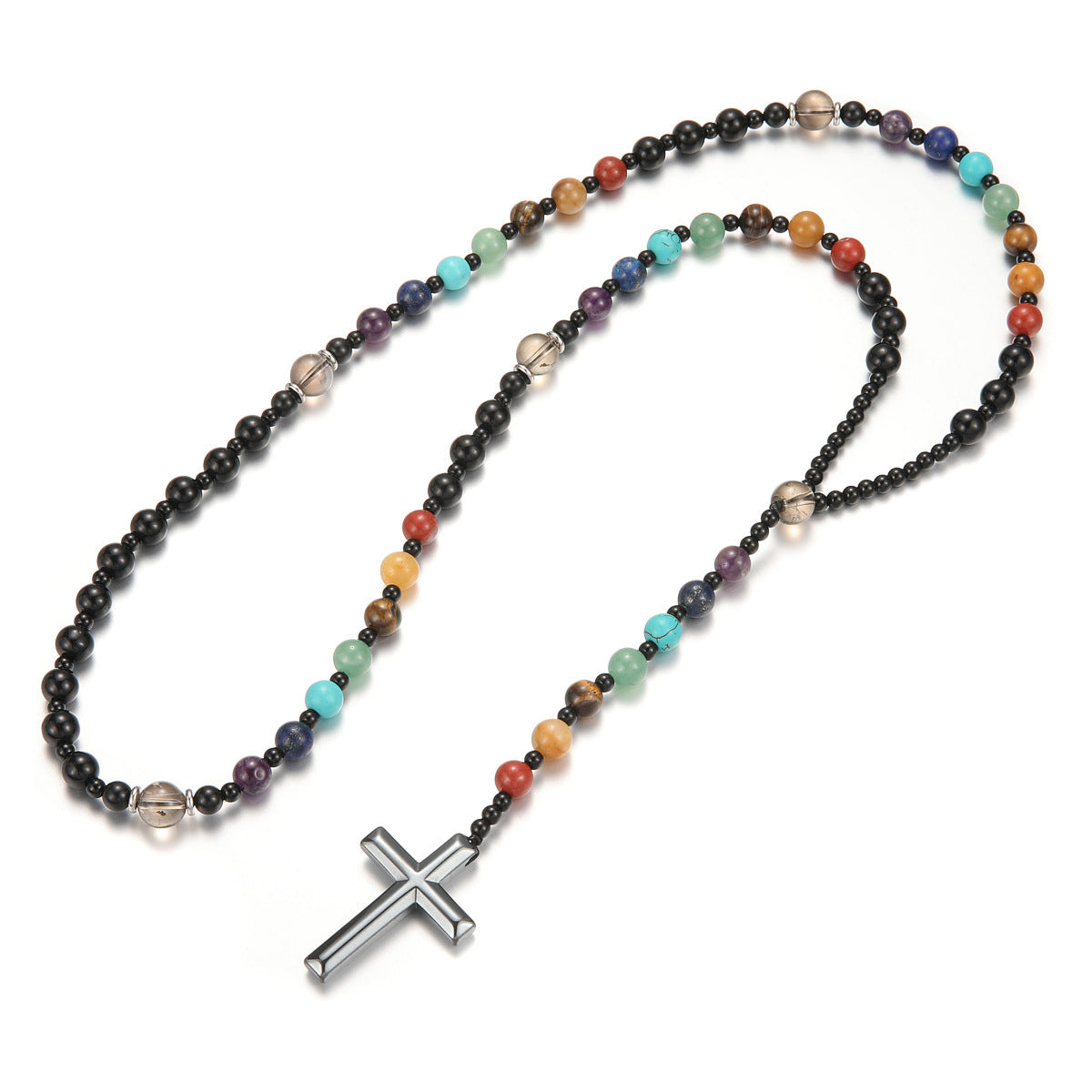 Wholesale Round Beads Colorful Natural Stone Necklace
