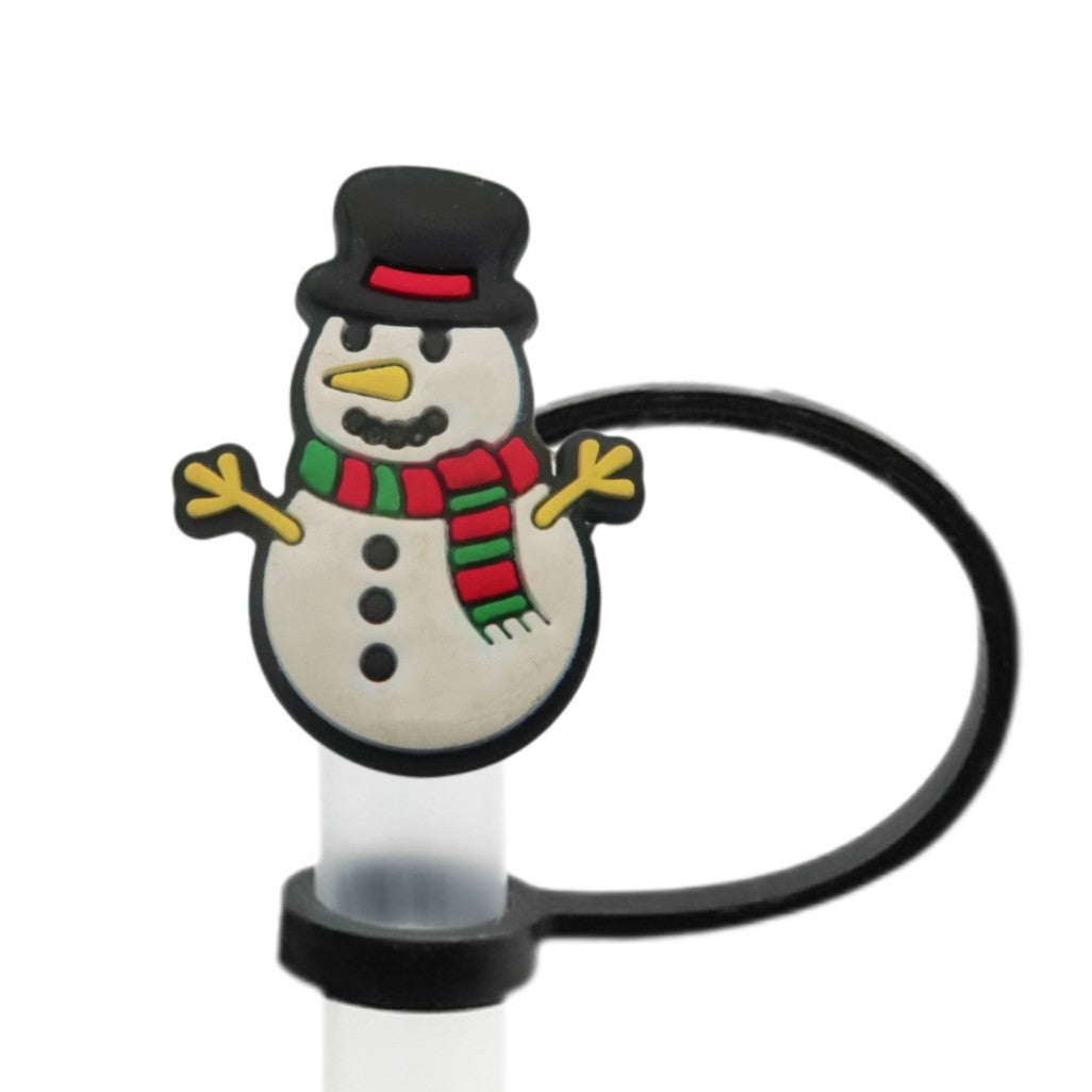 Wholesale 10pcs Christmas themed food grade silicone Straw Cover Straw Tube Cap