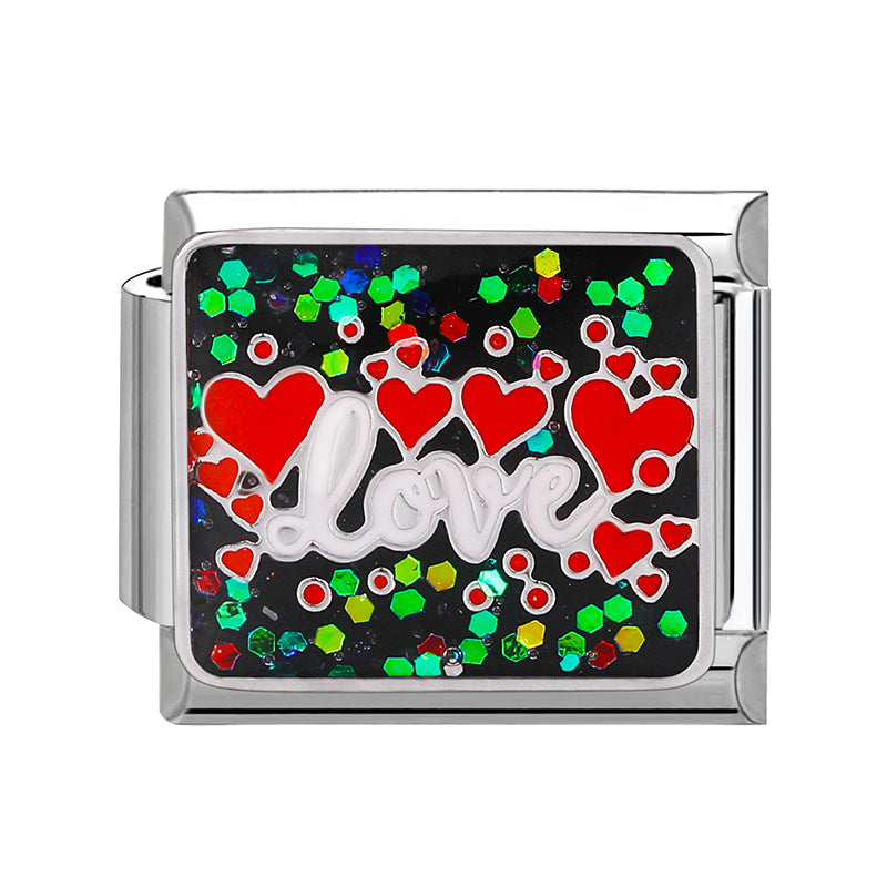 Wholesale Italian Charm Bracelet 9mm DIY Splicing Valentine' s Day Stainless Steel Composable Bracelet