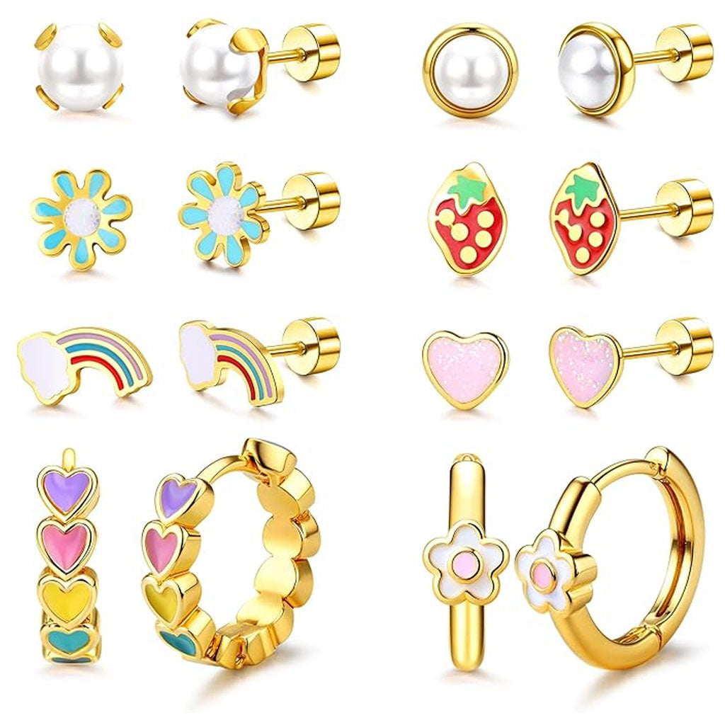 Wholesale Colorful Heart Shaped Threaded Flat Back Stainless Steel Cartilage Stud