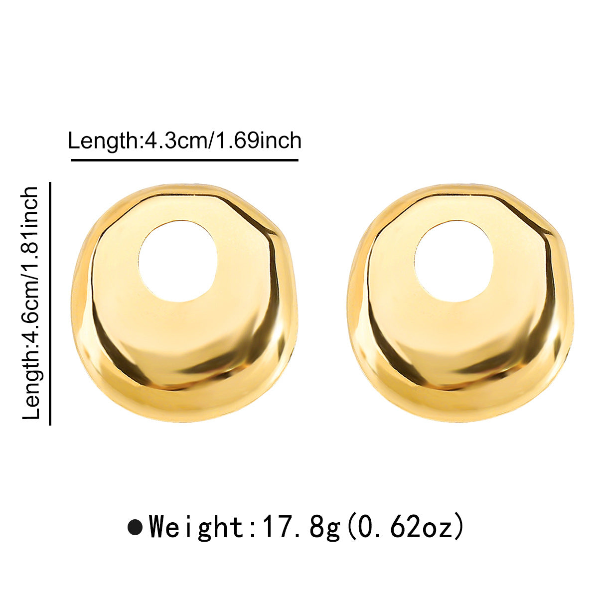 Orecchini irregolari con motivo a martello all'ingrosso Orecchini geometrici alla moda