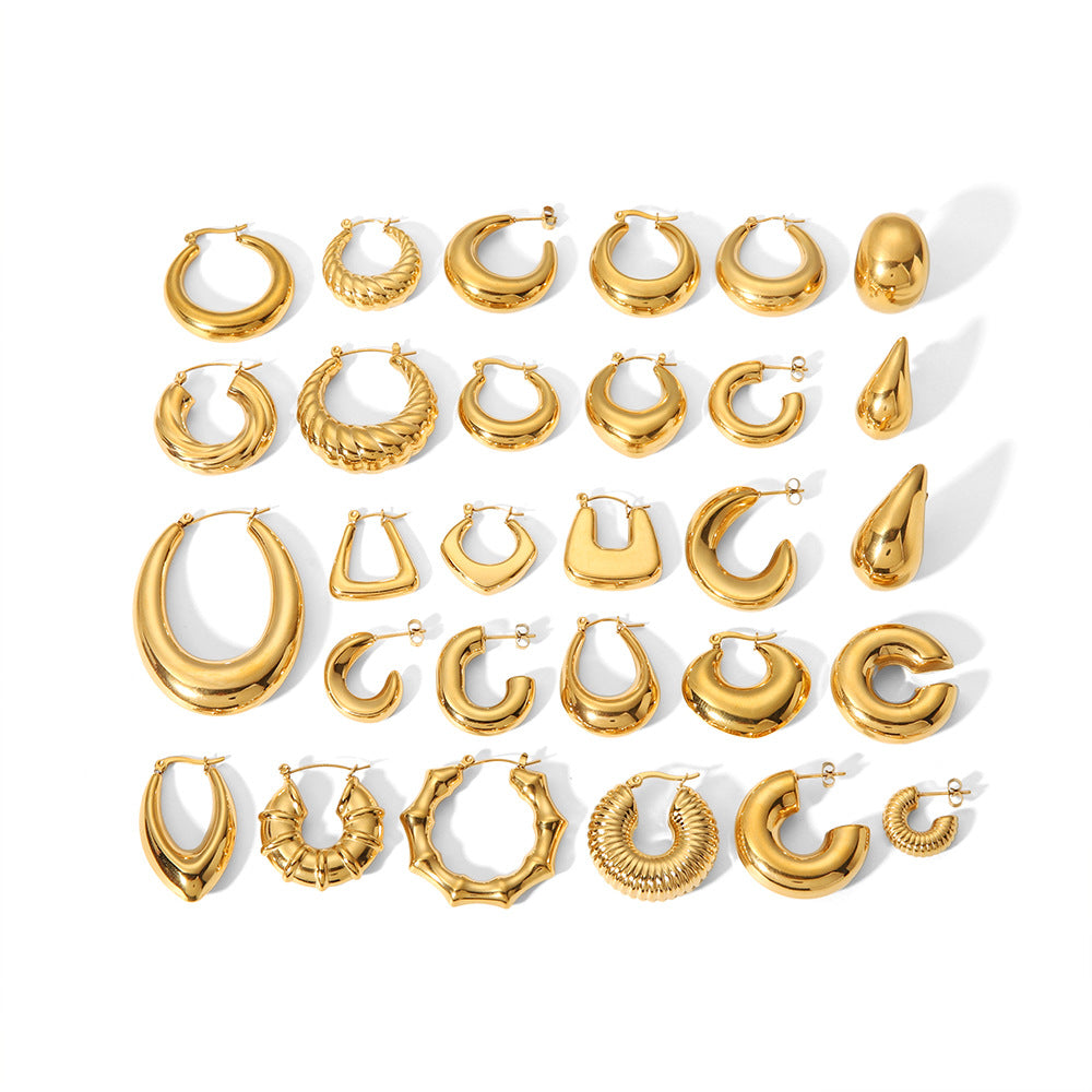 Wholesale Curved 18K Gold Stainless Steel Earrings ACC-ES-LiQuan011