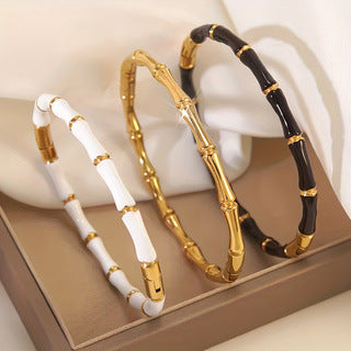 Bracciale in acciaio inossidabile con giunture di bambù gocciolato d'olio all'ingrosso