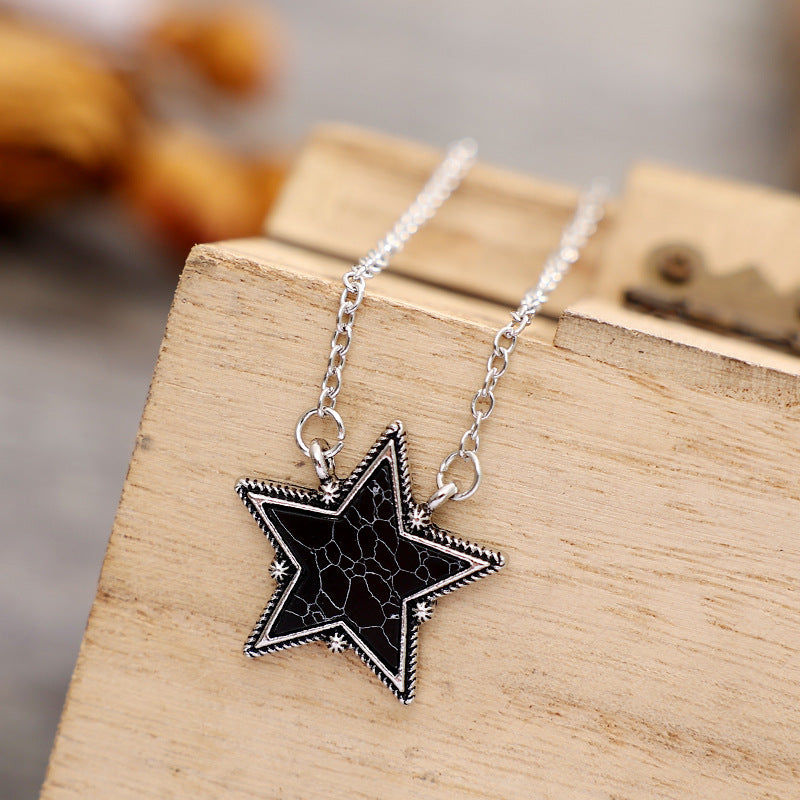 Wholesale Big Five-pointed Star Turquoise Pendant Clavicle Necklace