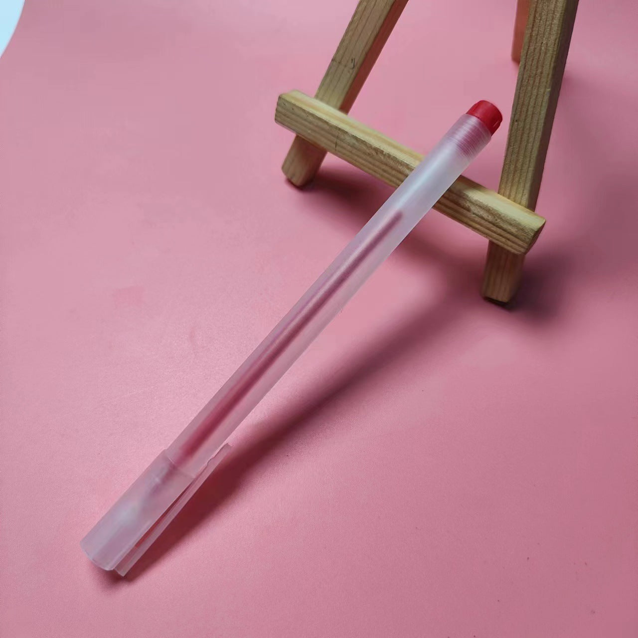 Wholesale creative transparent frosted Rod pen black red blue three-color optional office stationery sign pen