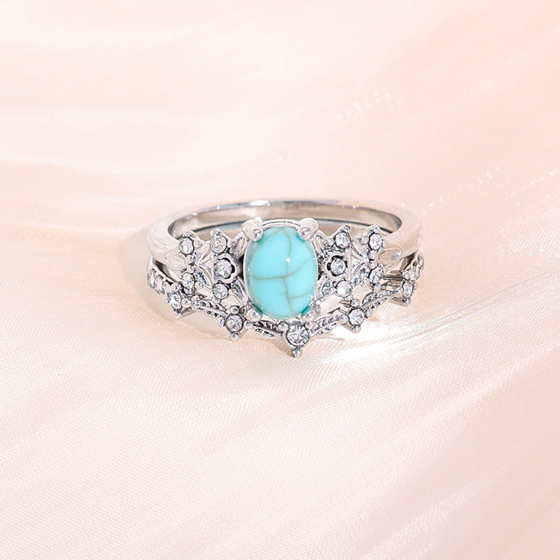 Wholesale  Turquoise Women's Two-piece Ring