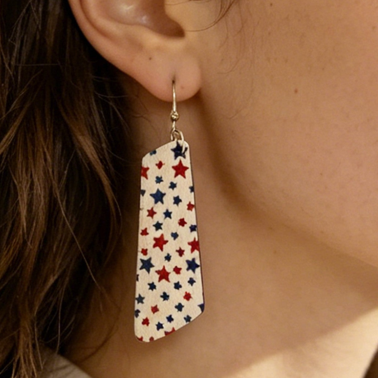 Wholesale Independence Day Star Wooden Earrings Patriotic Fashion Accessory Gift for Women