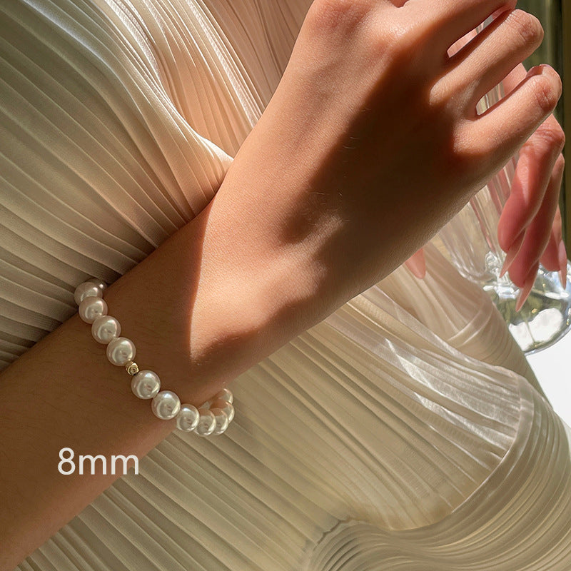 Wholesale  pearl bracelet  14K gold round beads elastic rope bracelet