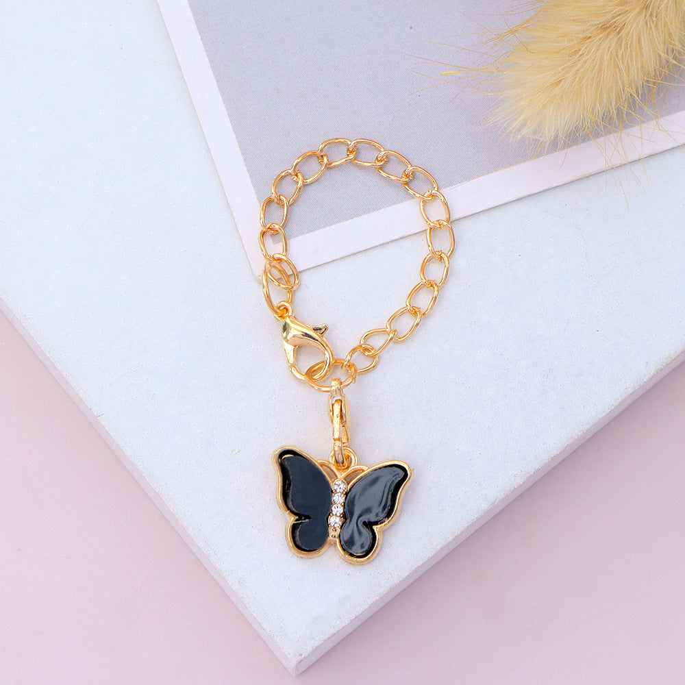 Wholesale Cute Butterfly Keychain Metal Electroplated Bag Charm for Gifts