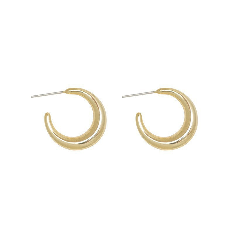 Wholesale Large Crescent Moon Metal Earrings Simple Elegant Women' s Jewelry Accessory