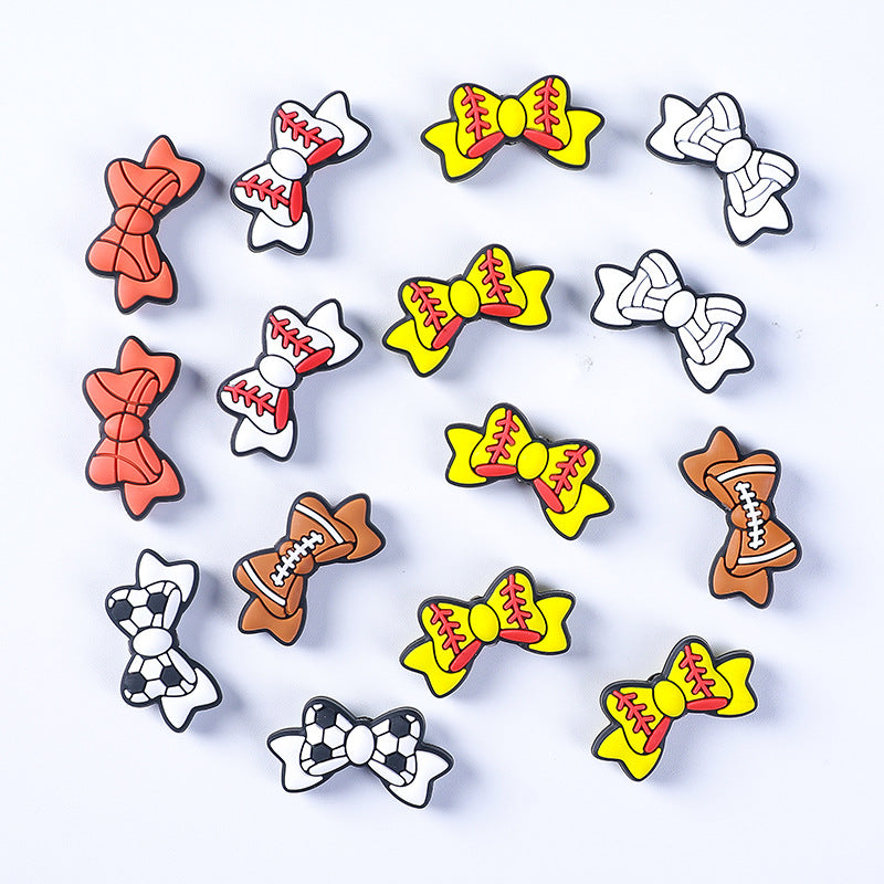 Wholesale 20pcs Bowknot Football Basketball Silicone Beads Focal Beads DIY Bead Pen Accessories ACC-BDS-RongFa014