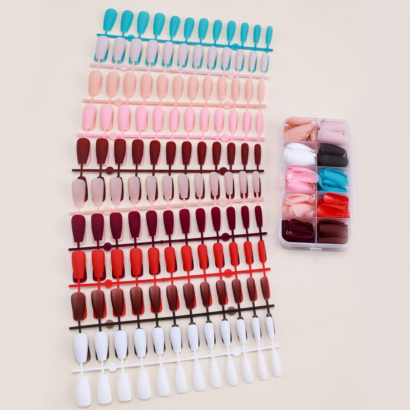 Wholesale of 240 Plastic Nail Enhancement Press on Nails Kits Solid Color Medium Set Matte Nail Plate ACC-NS-MeiSu001
