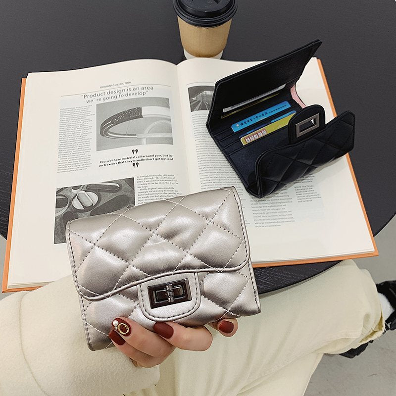 Wholesale Short Multi-card Slot Soft Leather Diamond Wallet  ACC-WT-DuoMe009