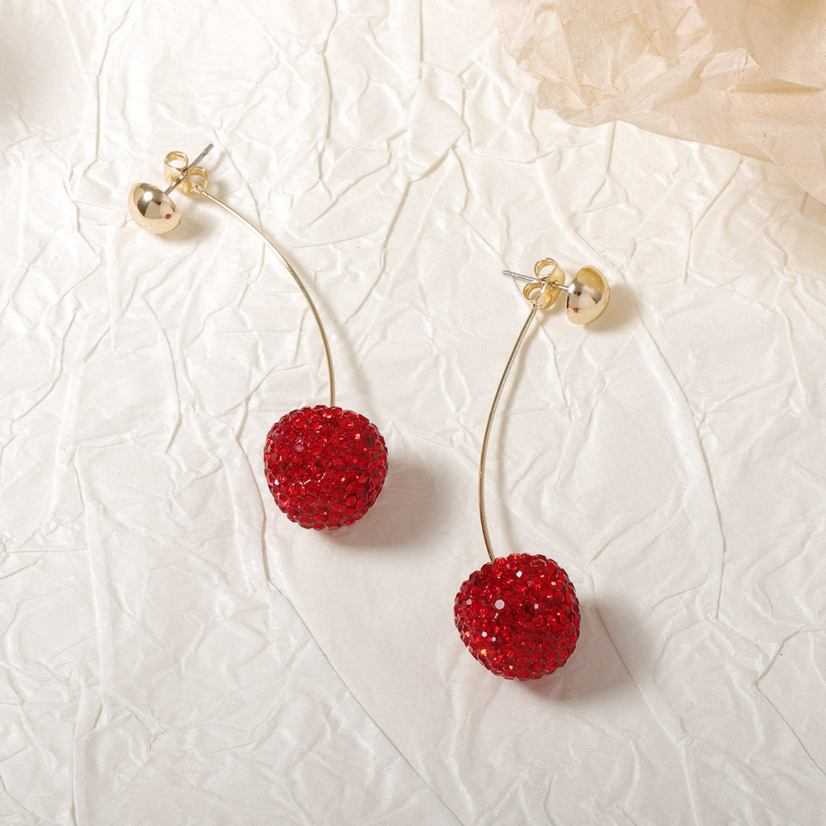 Wholesale full diamond light luxury fruit cherry earrings