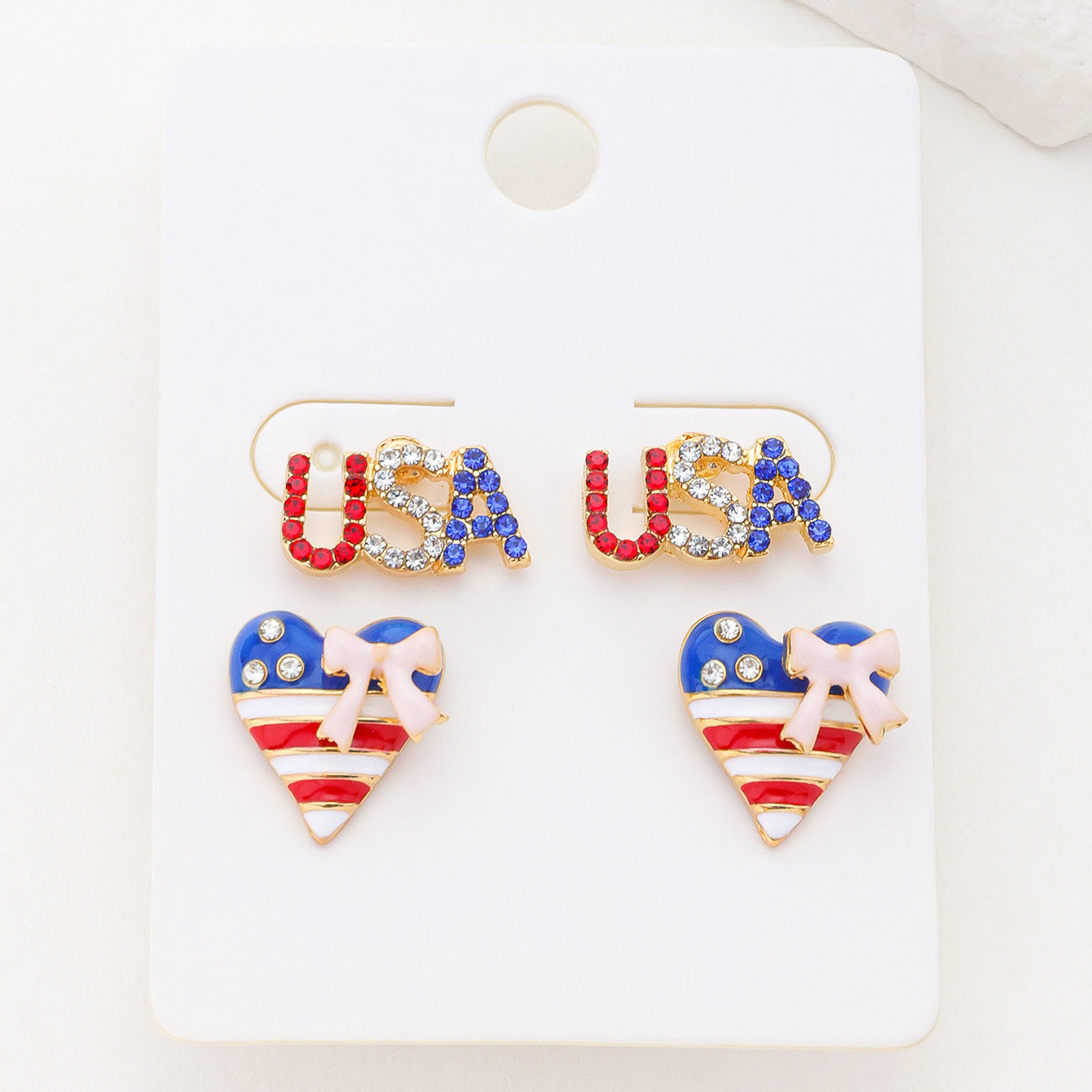 Wholesale American Star and Stripe Retro Oil-Drip Earrings Fashion Accessory Gift for Women