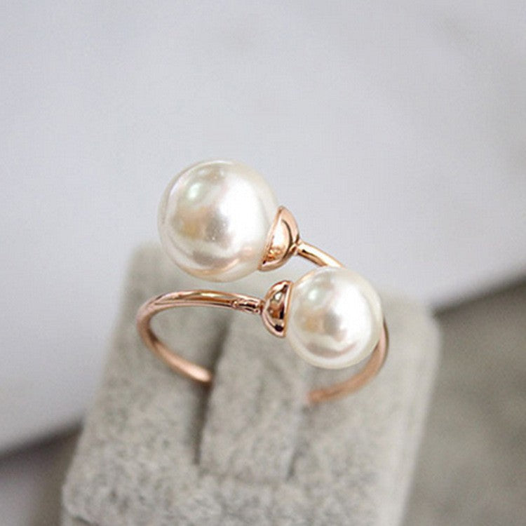 Wholesale Pearl U-shaped ring Rose gold jewelry rings