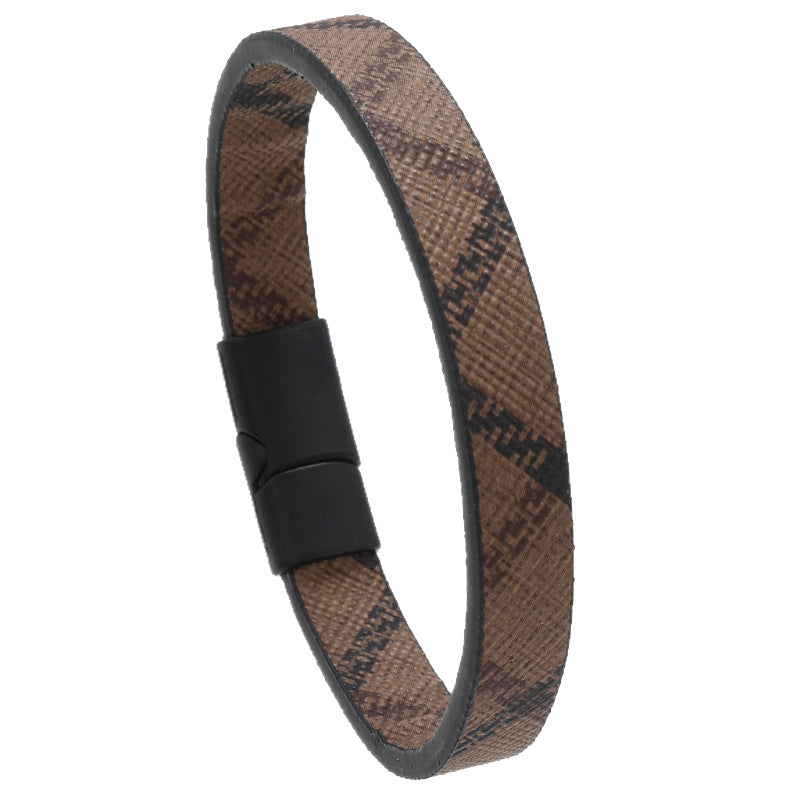 Wholesale Retro Print Striped Magnetic Clasp Bracelet