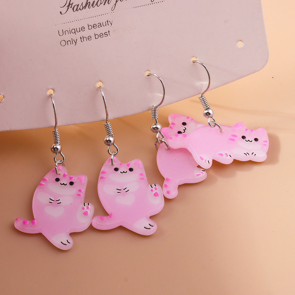 Wholesale Pink Animal Ear Hook Cat Earrings