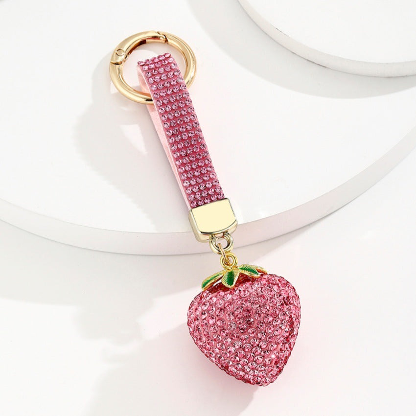 Wholesale Red Strawberry Rhinestone Keychain Car Key Accessory Gift