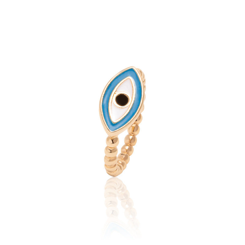 Wholesale Oil Painting Gold Plated Devil Eye Ring Adjustable Rings Stainless Steel ACC-RS-Chens001