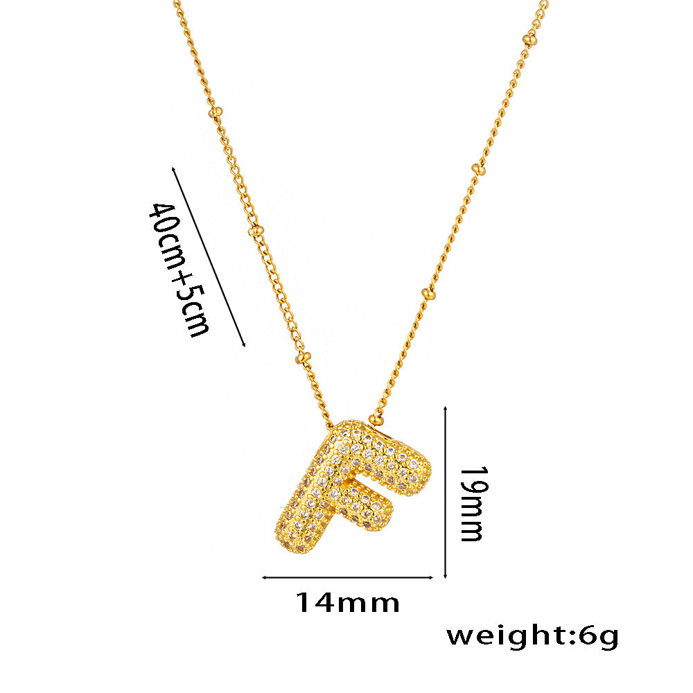 Wholesale Micro-Inlaid Zirconia Letter Pendant Necklace ACC-NE-KuCai012