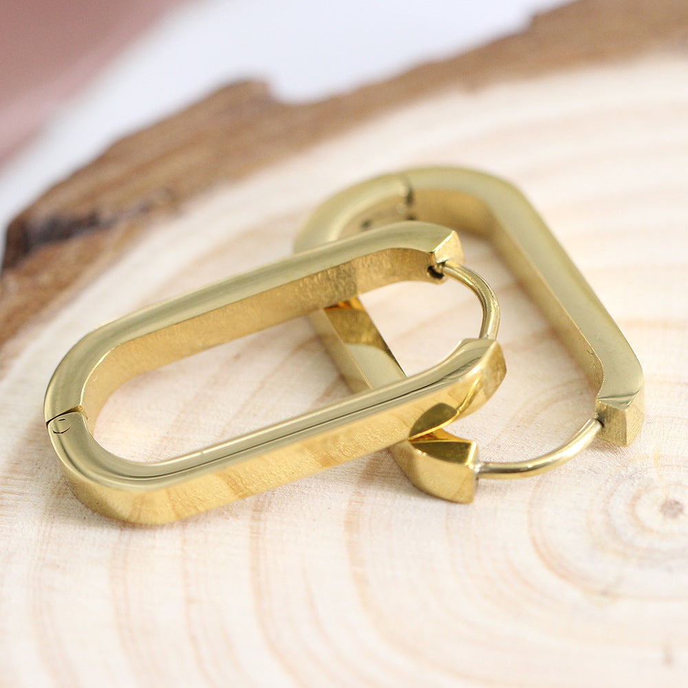 Wholesale 18K Golden U-shaped Earrings Geometric Stainless Steel Fashion Earrings