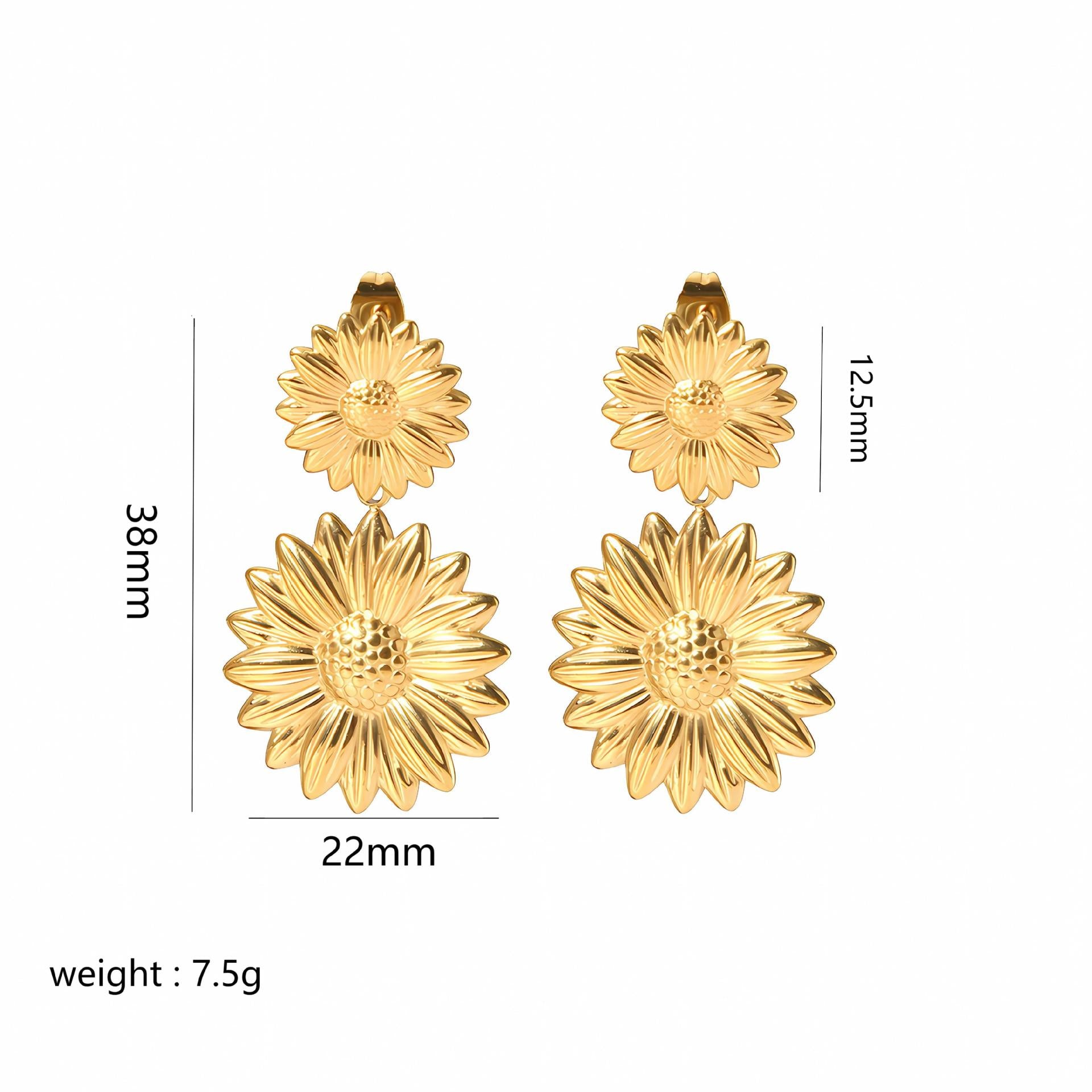 Wholesale Exaggerated Butterfly Sunflower Earrings 18K Gold Stainless Steel Earrings Statemente Earrings ACC-ES-LiQuan002
