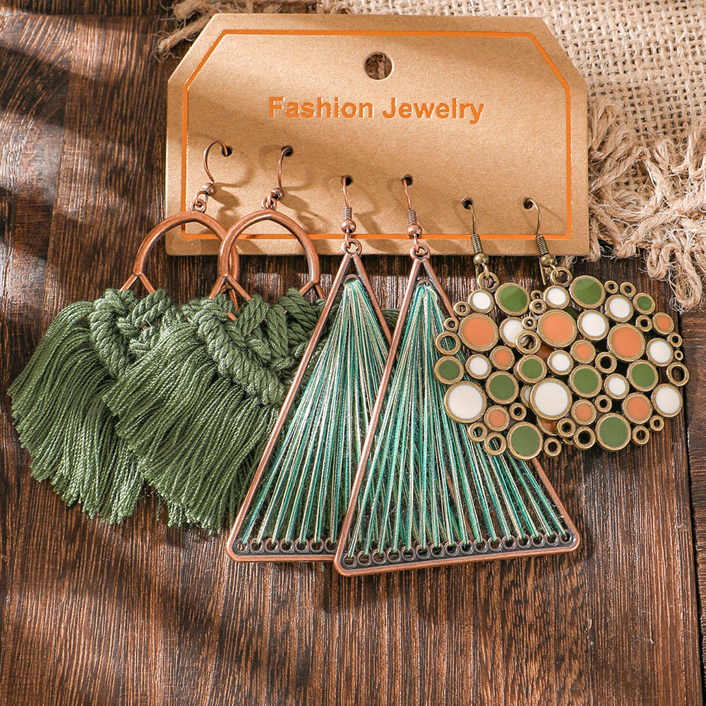 Wholesale Bohemian Colorful Tassel Earring Set Retro Ethnic Party Wear Fashion Accessory