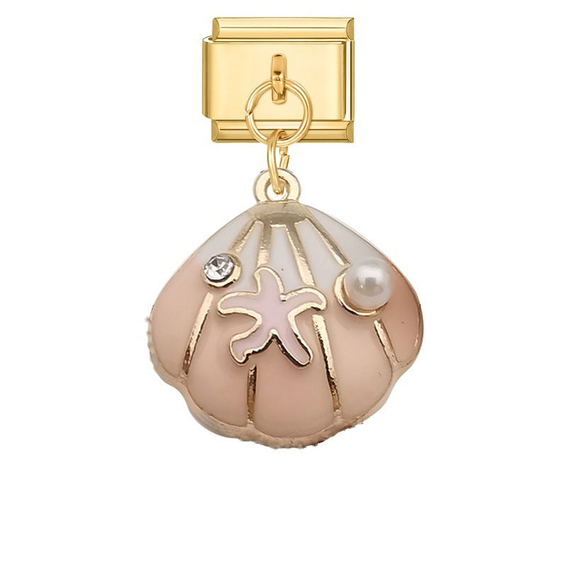 Wholesale Italian Charm Bracelet 9mm DIY Splicing Conch Shell Pendant Stainless Steel Composable Bracelet