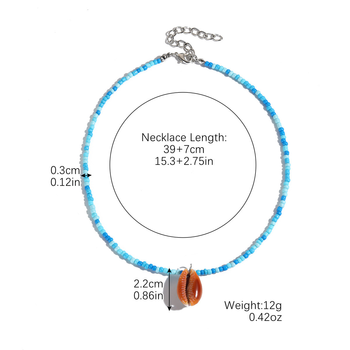 Wholesale Ocean Style Conch Colorful Rice Beads Beaded Shell Necklace ACC-NE-ManYi010