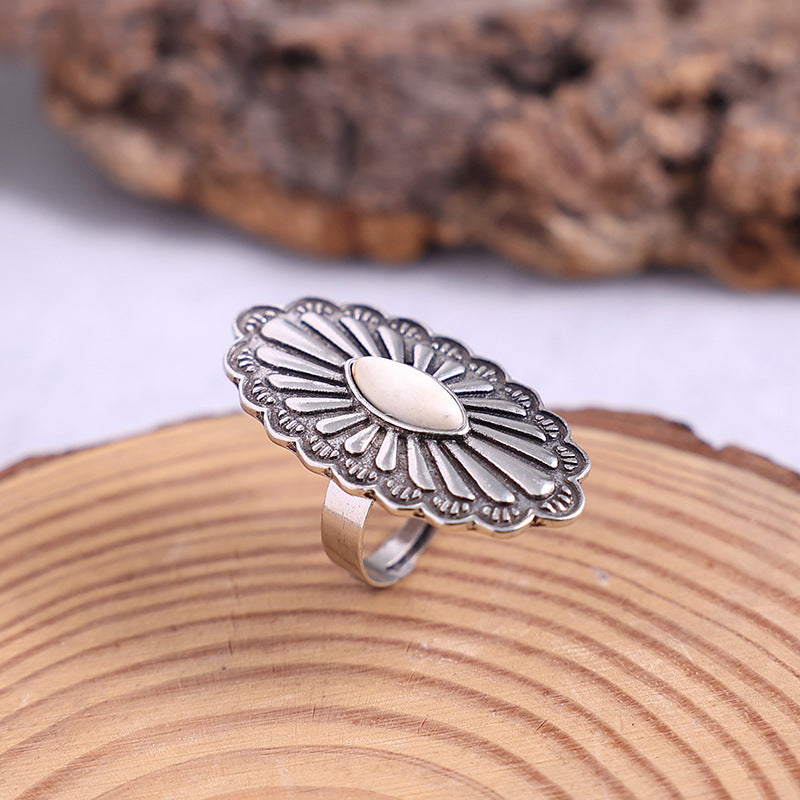 Wholesale  New Retro Bohemian Oval Turquoise Ring