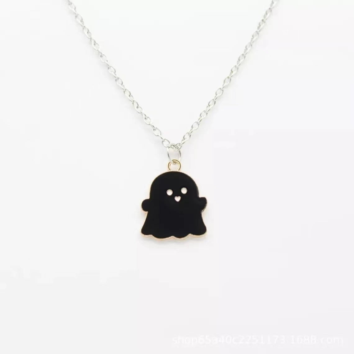 Wholesale Black and White Ghost Cartoon Stainless Steel Necklace