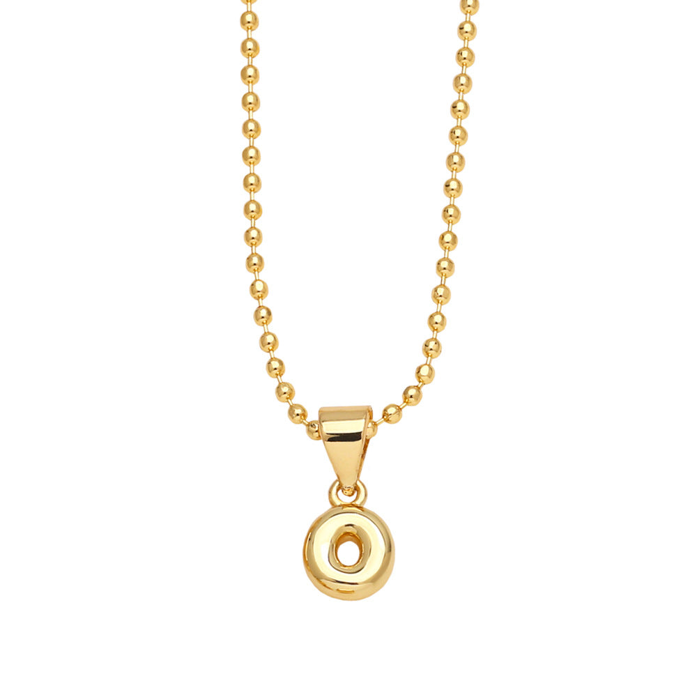 Wholesale 26 letters copper plated gold shiny necklace