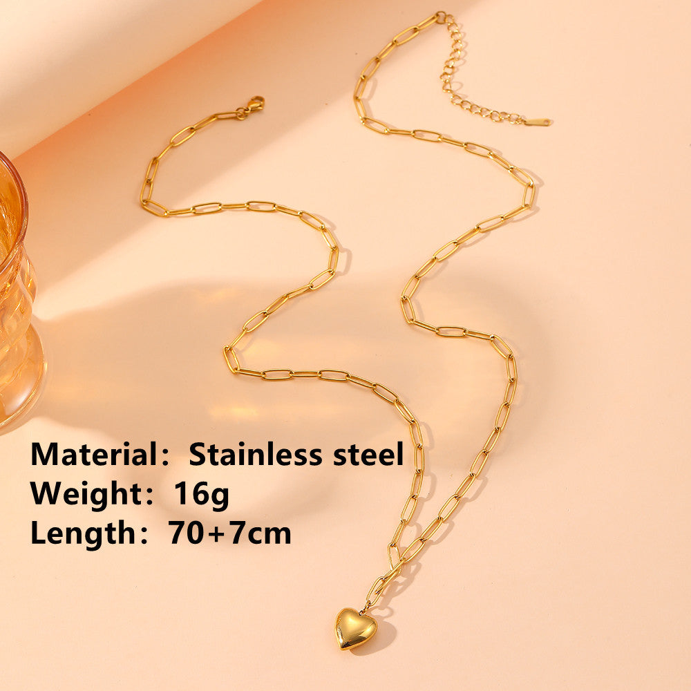 Wholesale  Heart Bracelets Titanium Steel Necklace  Jewelry Set