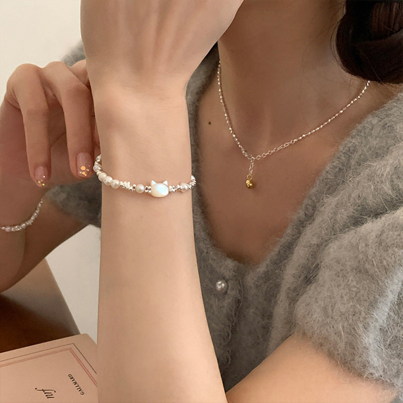 Wholesale Kitten Pearl Artificial Silver Shape Bracelet ACC-BT-KJ002