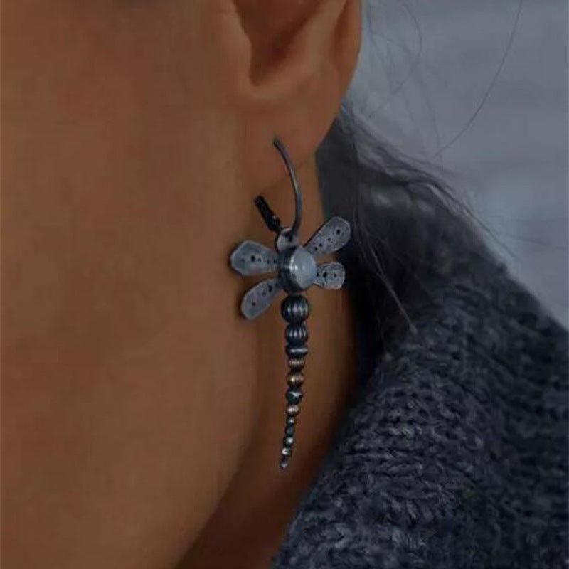 Wholesale  retro metal insect moonstone earrings