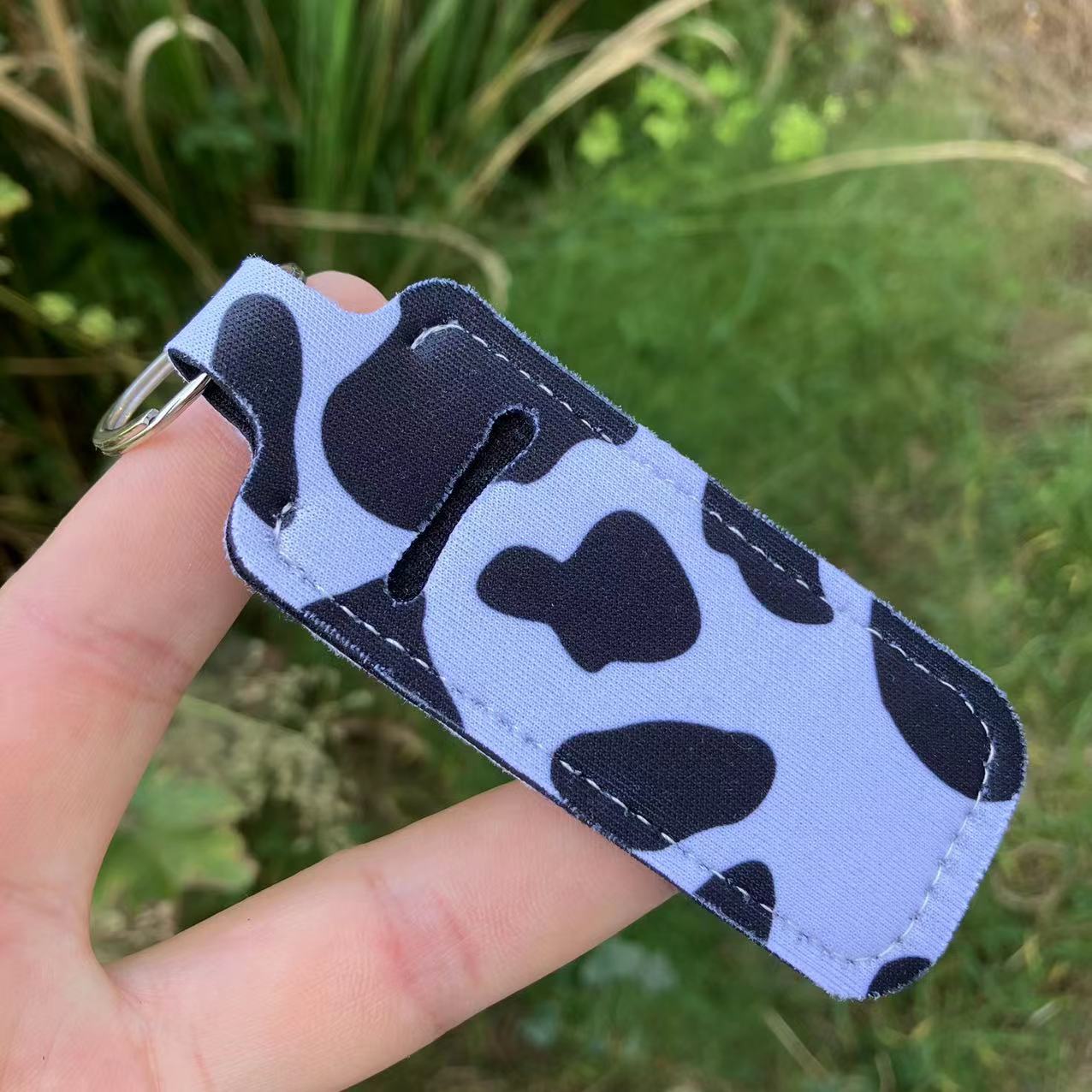 Wholesale Western Style Sunflower Leopard Print Lipstick Set Keychain Chapstick Holder ACC-KC-QiuXue005