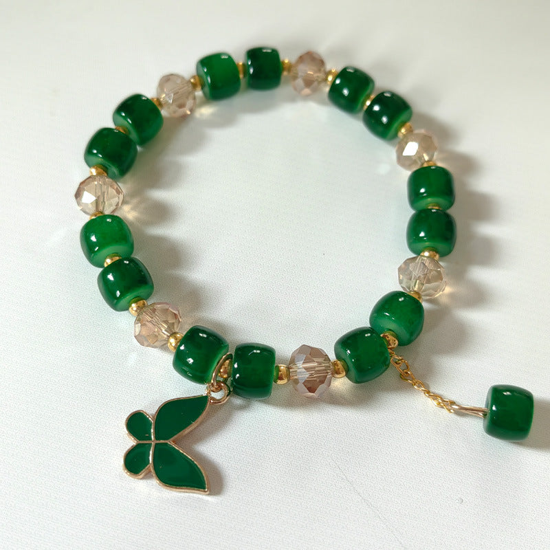 Wholesale Glass Crystal Butterfly Bracelet,  Handmade Barrel Beads Fashion Accessory for Women