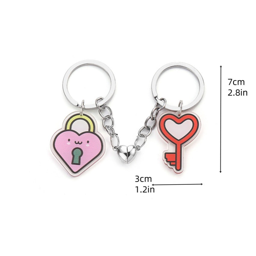 Wholesale Red Creative Acrylic Love Couple Keychain  Cute Heart-shaped Valentine's Day Key Pendant